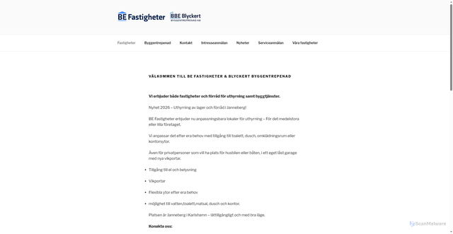 Security scan screenshot of https://befastigheter.se