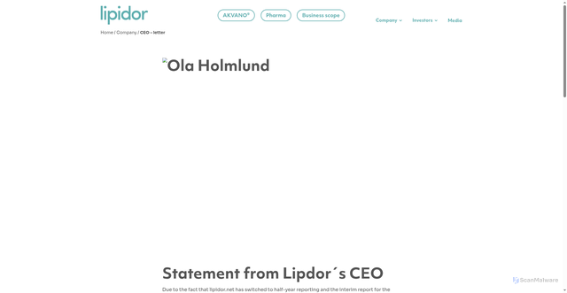 Security scan screenshot of https://lipidor.net/company/ceo-letter/
