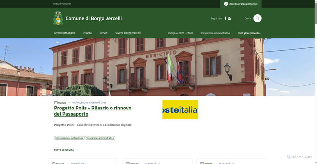 Security scan screenshot of https://www.comune.borgovercelli.vc.it/