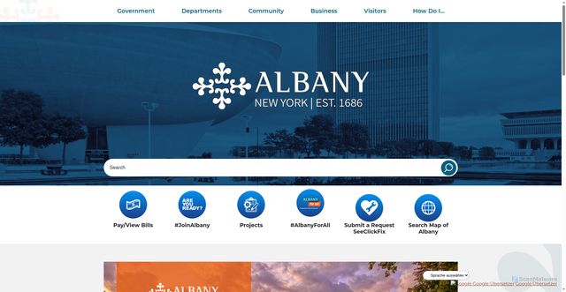 Security scan screenshot of https://albanyny.gov/