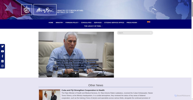 Security scan screenshot of https://cubaminrex.cu/en