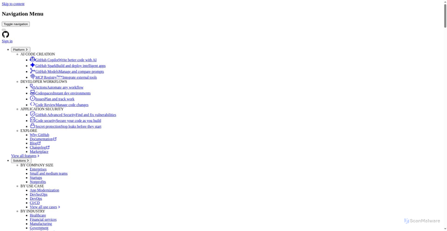 Security scan screenshot of https://github.com