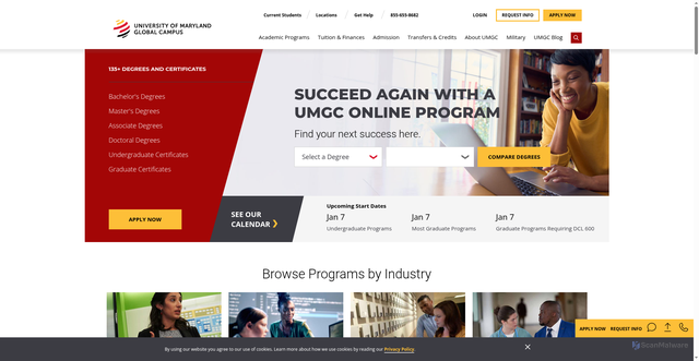 Security scan screenshot of https://www.umgc.edu/