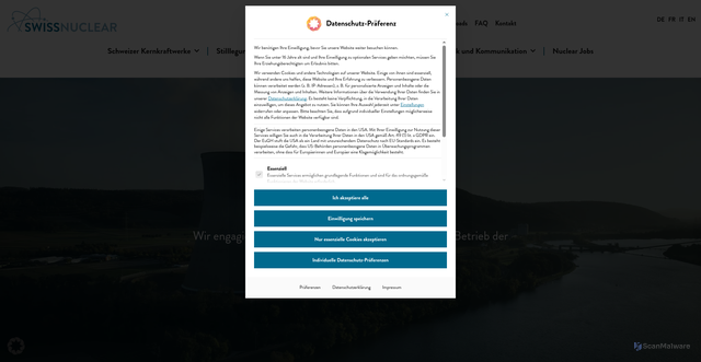 Security scan screenshot of https://swissnuclear.ch
