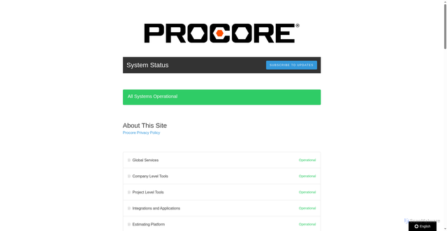 Security scan screenshot of https://status.procore.com