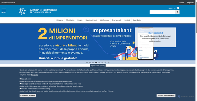 Security scan screenshot of https://www.frlt.camcom.it/