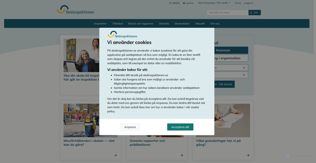 Security scan screenshot of https://www.skolinspektionen.se/