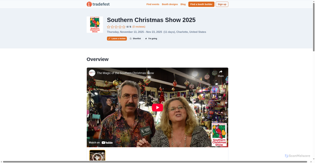 Security scan screenshot of https://tradefest.io/en/event/southern-christmas-show