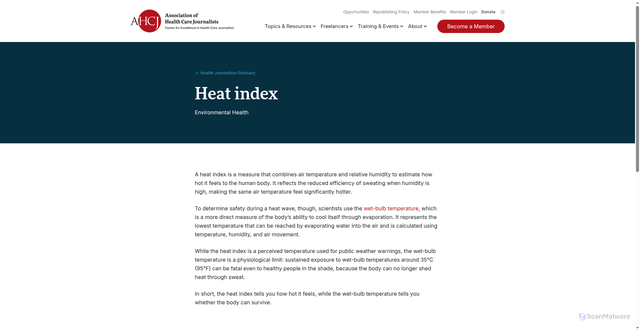 Security scan screenshot of https://healthjournalism.org/glossary-terms/heat-index/