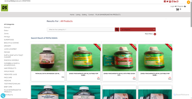 Security scan screenshot of https://dorshoponline.in/shop?cat=29924