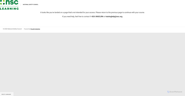 Security scan screenshot of https://training.nsc.org