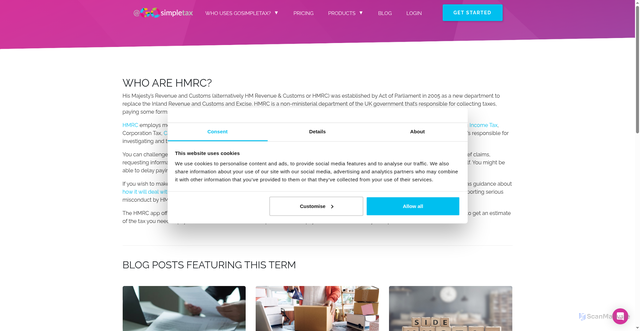 Security scan screenshot of https://www.gosimpletax.com/glossary/who-are-hmrc/