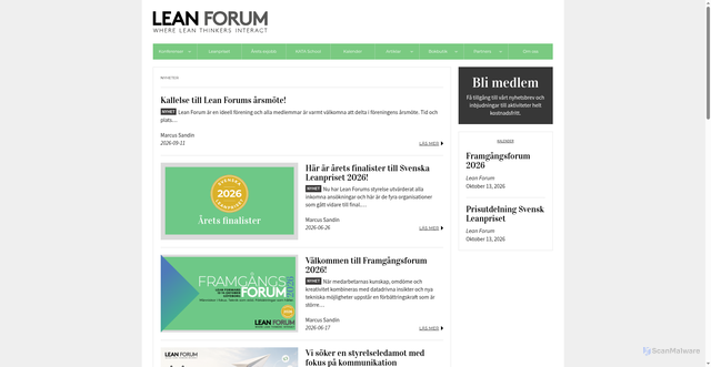 Security scan screenshot of https://leanforum.se