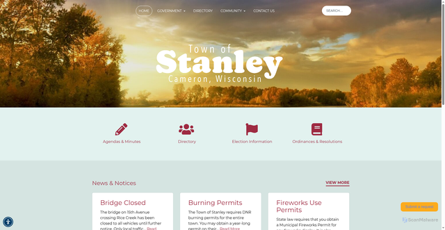 Security scan screenshot of https://townofstanley-wi.gov/