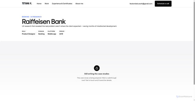 Security scan screenshot of https://portfolio-mvp.pages.dev/case-studies/raiffeisen.html