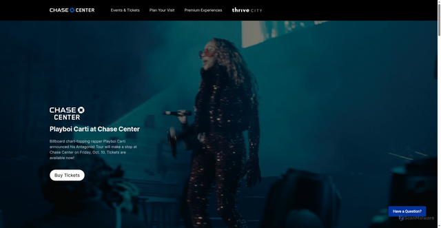 Security scan screenshot of https://www.chasecenter.com/