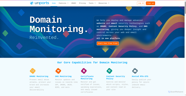 Security scan screenshot of https://uriports.com