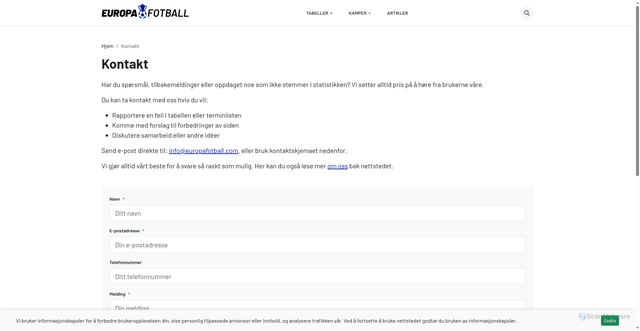 Security scan screenshot of https://europafotball.com/kontakt