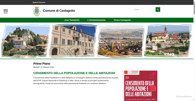 Security scan screenshot of https://www.comune.castagnito.cn.it/