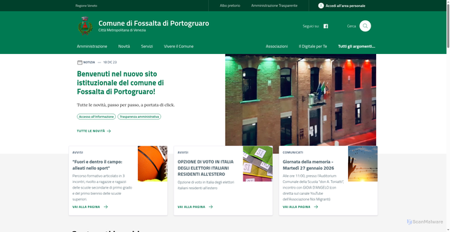 Security scan screenshot of https://www.comune.fossaltadiportogruaro.ve.it/