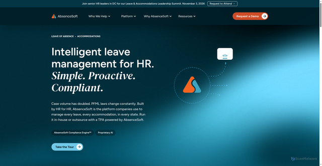 Security scan screenshot of https://absencesoft.com
