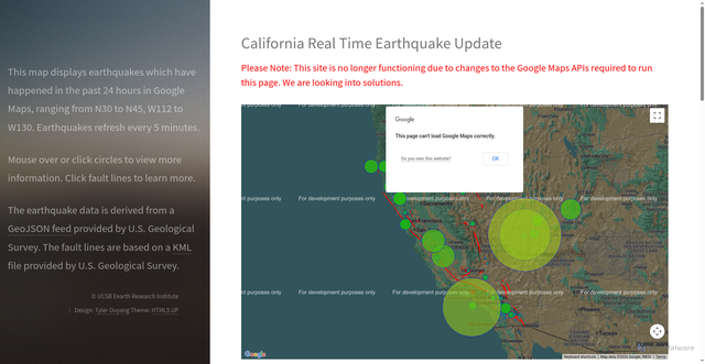 Security scan screenshot of https://projects.eri.ucsb.edu/scec/webquakes/