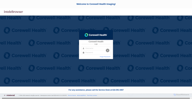 Security scan screenshot of https://westpacs.corewellhealth.org