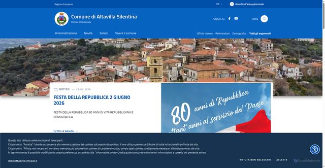 Security scan screenshot of https://www.comune.altavillasilentina.sa.it/