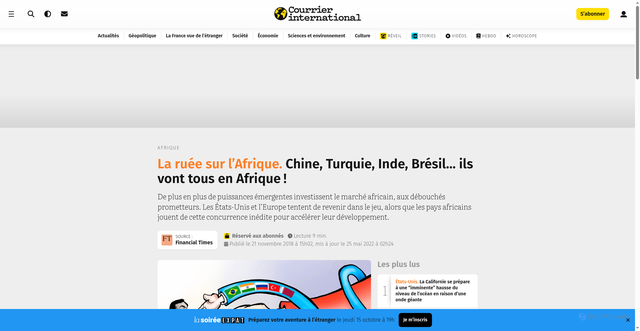Security scan screenshot of https://www.courrierinternational.com/article/chine-turquie-inde-bresil-ils-vont-tous-en-afrique