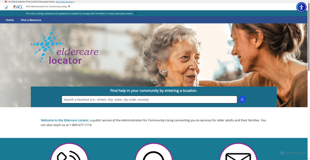 Security scan screenshot of https://eldercare.acl.gov/home