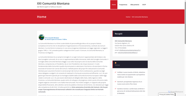 Security scan screenshot of https://www.xxicomunitamontana.it