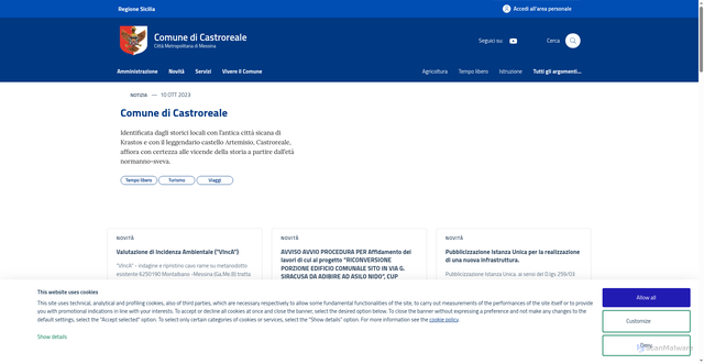 Security scan screenshot of https://www.comune.castroreale.me.it/