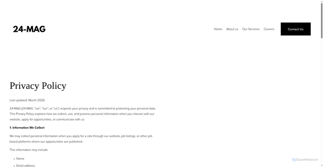 Security scan screenshot of http://24-mag.com/privacy-policy