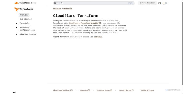 Security scan screenshot of https://cloudflare-docs-config.pages.dev/terraform/