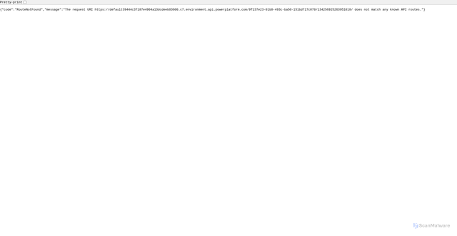 Security scan screenshot of https://default39444c37187e4904a13dcdeeb03600.c7.environment.api.powerplatform.com