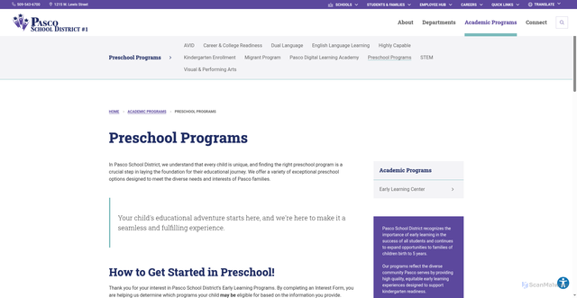 Security scan screenshot of https://www.psd1.org/academic-programs/preschool-programs