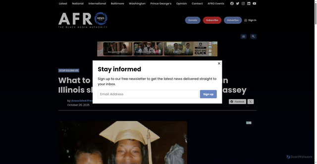 Security scan screenshot of https://afro.com/sonya-massey-murder-trial-illinois/