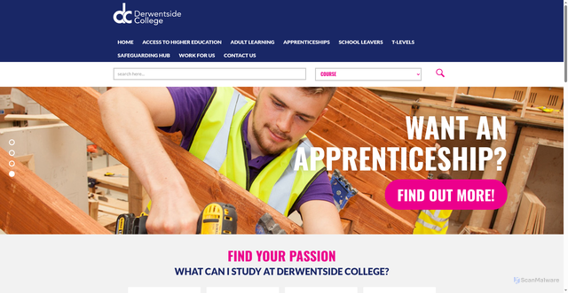 Security scan screenshot of https://www.derwentside.ac.uk/