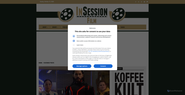 Security scan screenshot of https://insessionfilm.com/movie-review-tron-ares/
