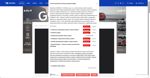 Security scan screenshot of https://www.markiza.sk/relacie/zakazane-ovocie/video-epizoda/342515-34-epizoda