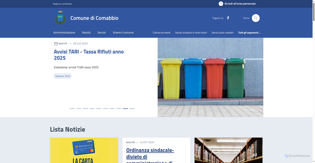 Security scan screenshot of https://comune.comabbio.va.it/