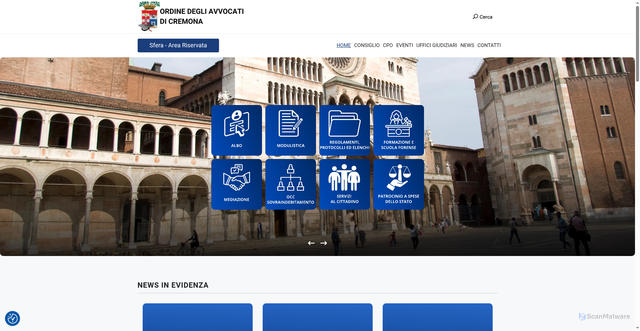 Security scan screenshot of https://www.ordineavvocaticremona.it/