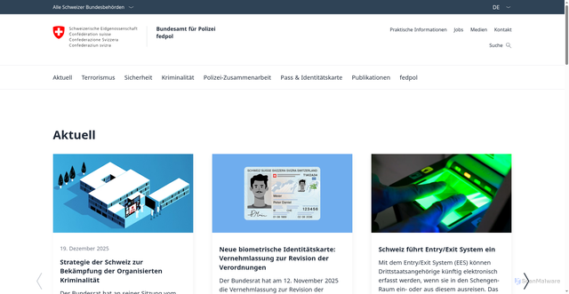 Security scan screenshot of https://www.fedpol.admin.ch/de