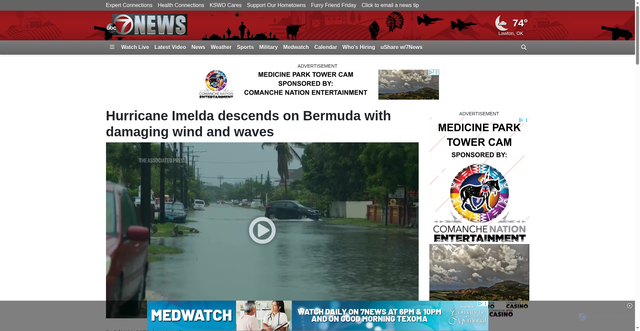 Security scan screenshot of https://www.kswo.com/2025/10/01/hurricane-imelda-rumbles-toward-bermuda-airport-schools-government-offices-close/