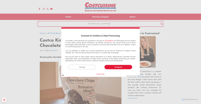 Security scan screenshot of https://www.costcuisine.com/post/costco-kirkland-signature-semi-sweet-chocolate-chips-review
