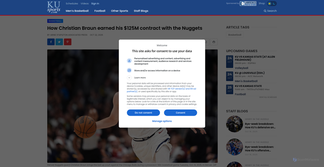 Security scan screenshot of https://www2.kusports.com/sports/professional/basketball/2025/oct/22/how-christian-braun-earned-his-125m-contract-with-the-nuggets/
