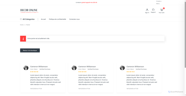 Security scan screenshot of https://decor-online.store/panier/