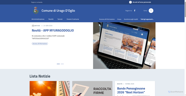 Security scan screenshot of https://www.comune.uragodoglio.bs.it