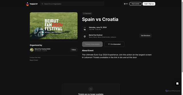 Security scan screenshot of https://tickit.co/events/MpygRgvsDhjlzUkqmVNK