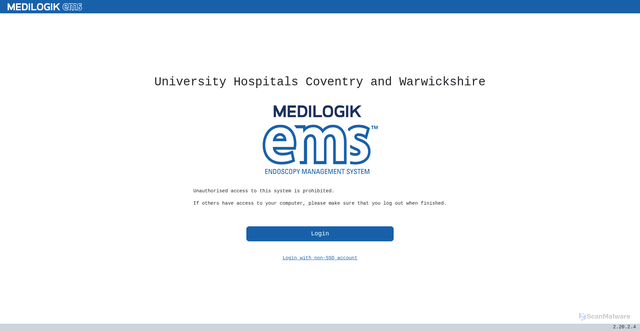 Security scan screenshot of coventry.ems.medilogik.cloud